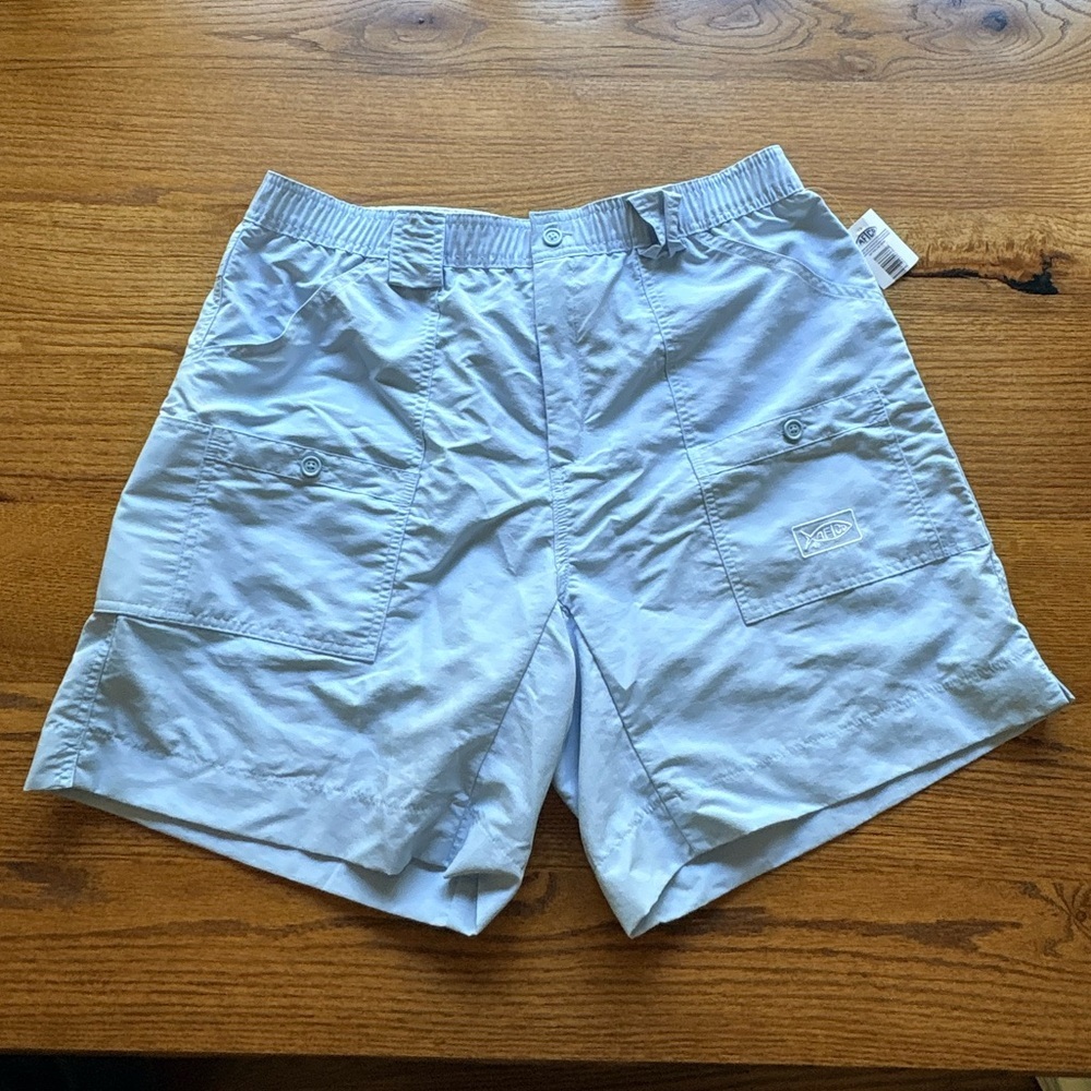 NWT AFTCO Men's The Original Fishing Short in Light Blue- size 38- 100% nylon